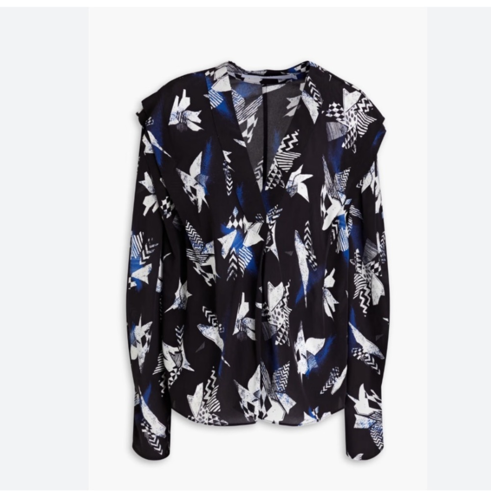 IRO Chabie Pleated Printed Silk Crepe‎ De Chine Blouse